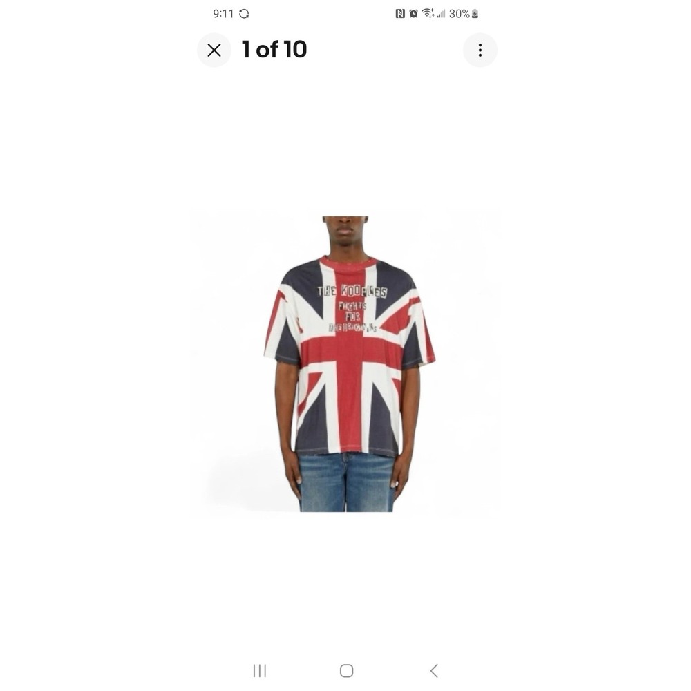 The Kooples Oversized UK Flag Tee distressed Size Large NWT Sold Out online $165